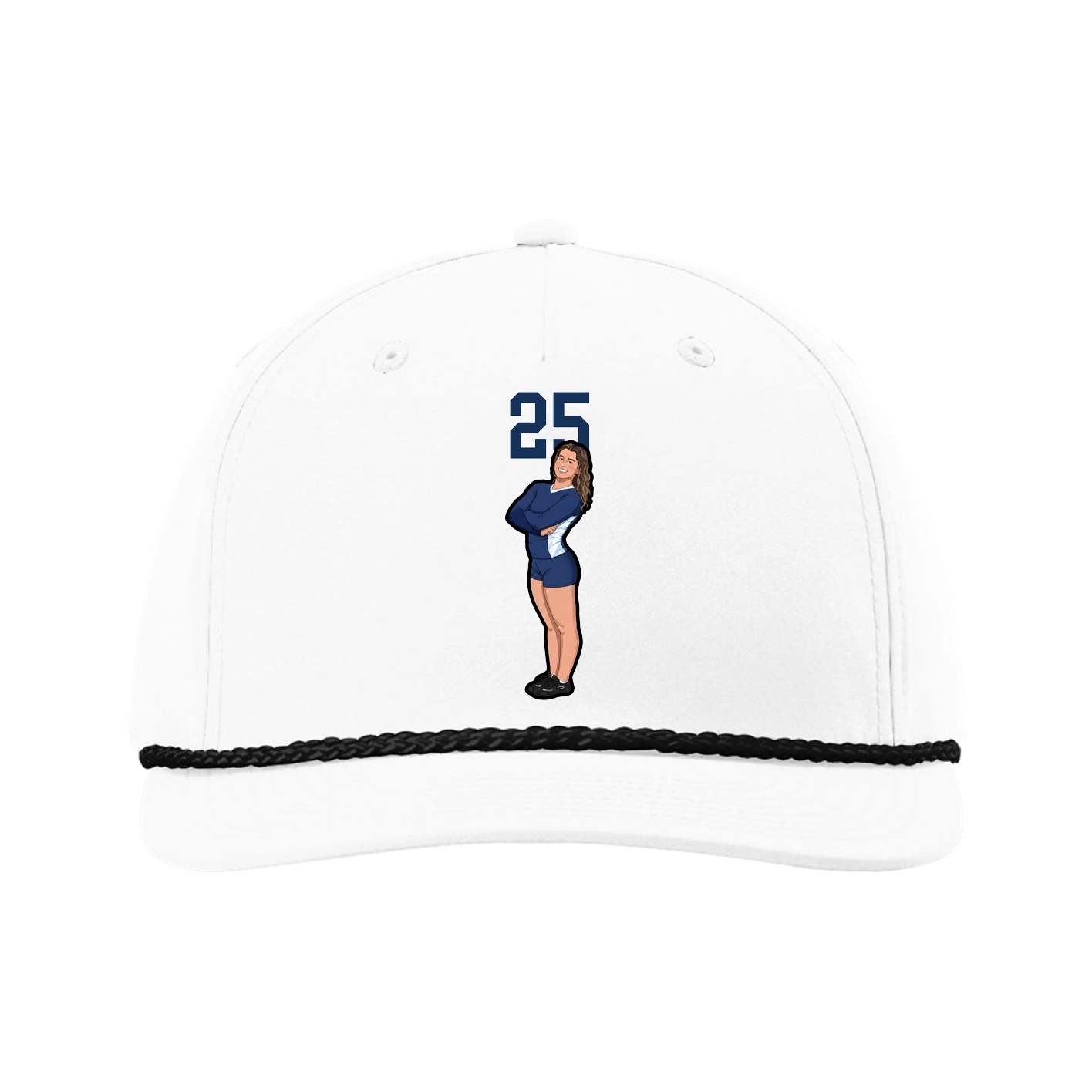 Five-Panel Classic Rope Cap — Number Top in White