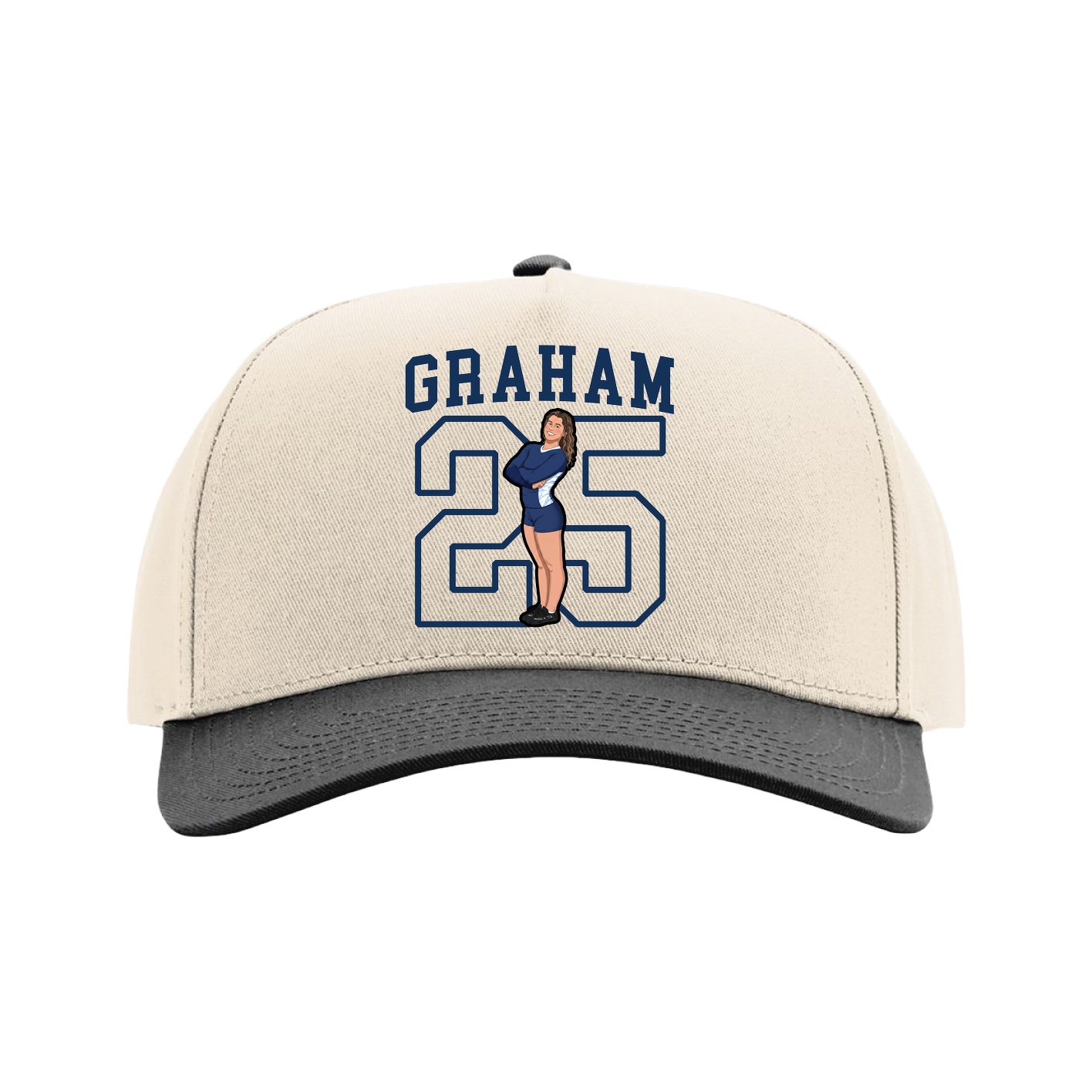 Full Fabric Five-Panel Champ Cap — Shirsey in Cream/Black