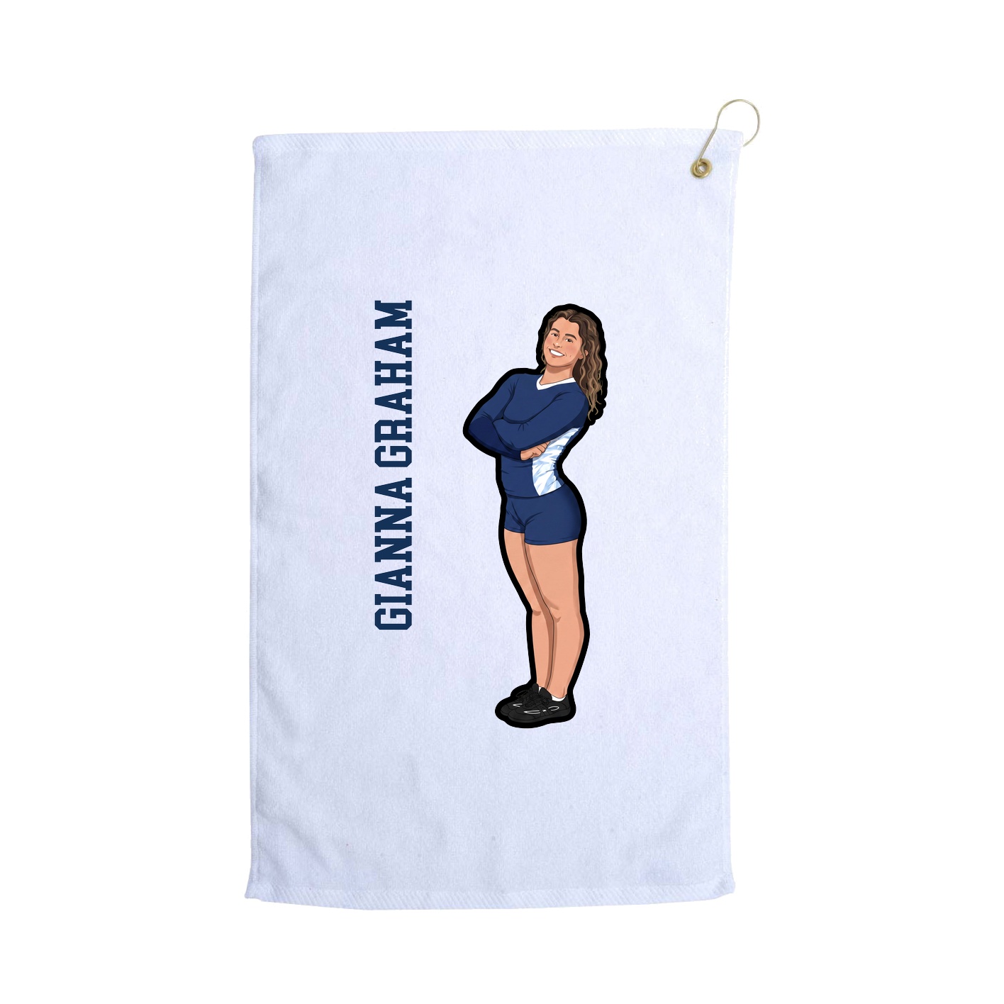 Golf Towel — Name Vertical in White