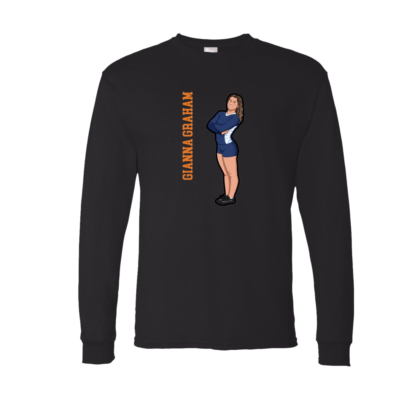 Long Sleeve Tee — Name Vertical in Black
