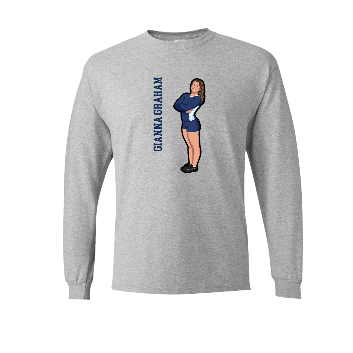 Long Sleeve Tee — Name Vertical in Grey