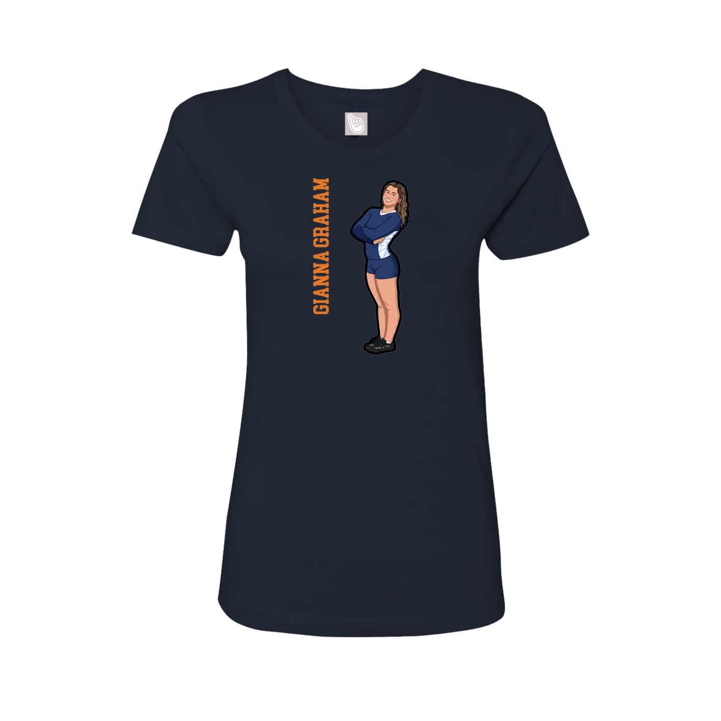 Womens Tee — Name Vertical in Navy