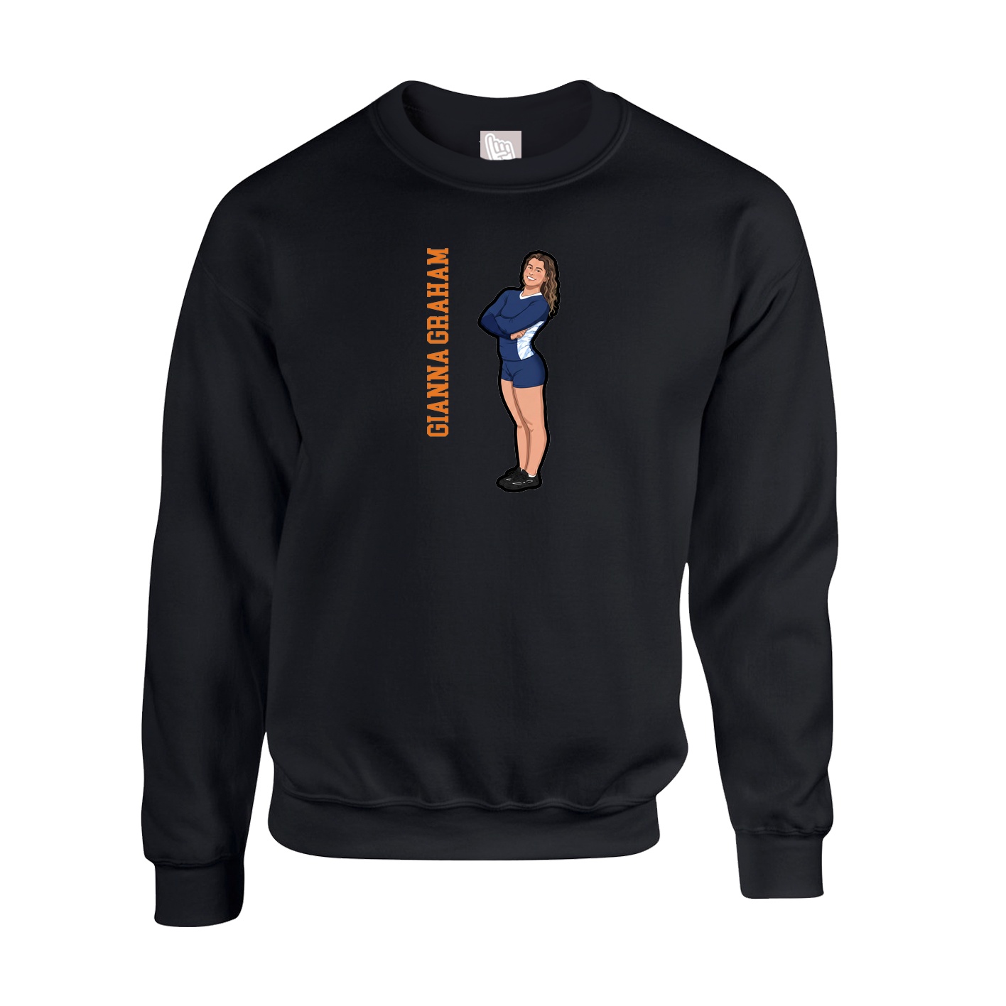 Fleece Crew — Name Vertical in Black