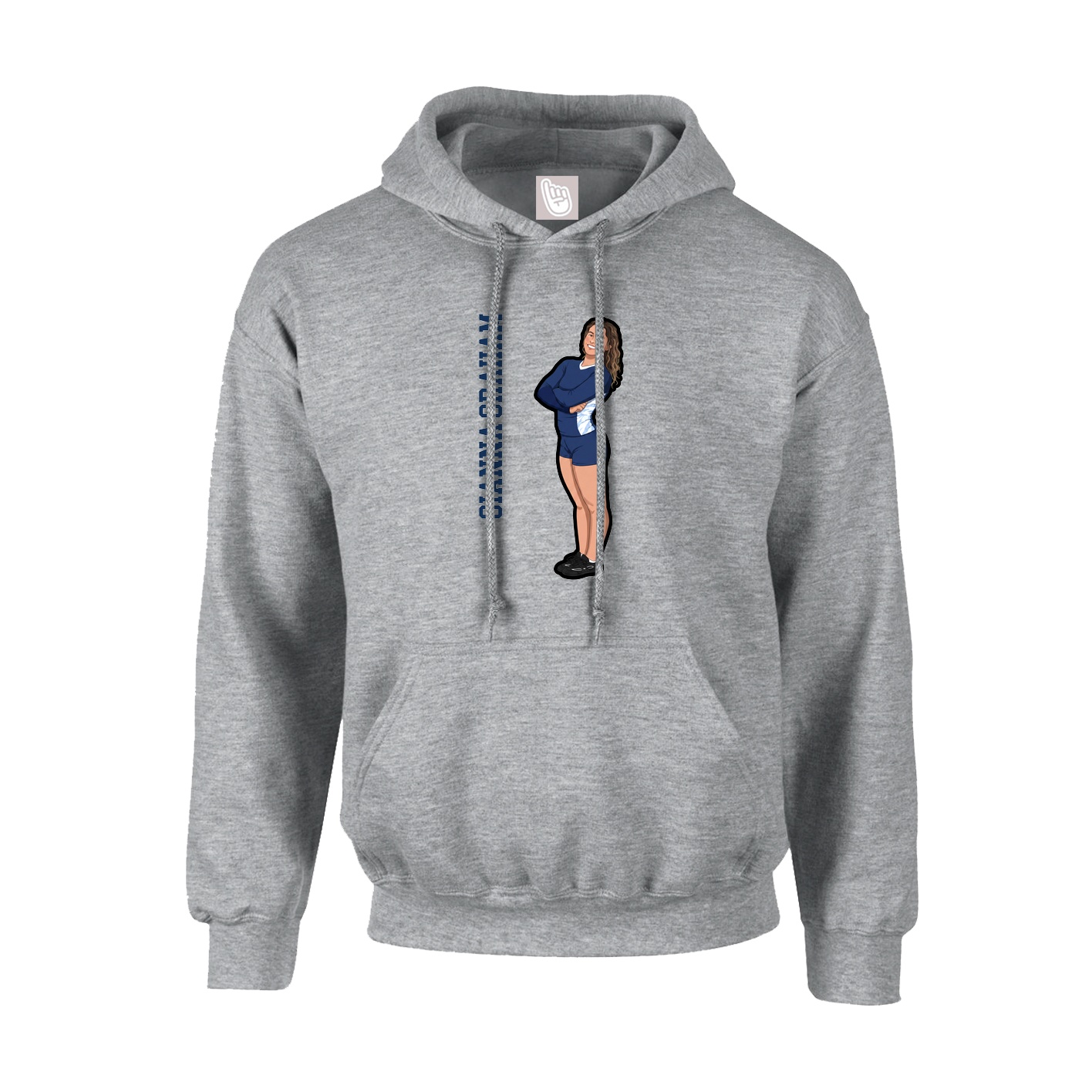 Youth Hoodie — Name Vertical in Grey