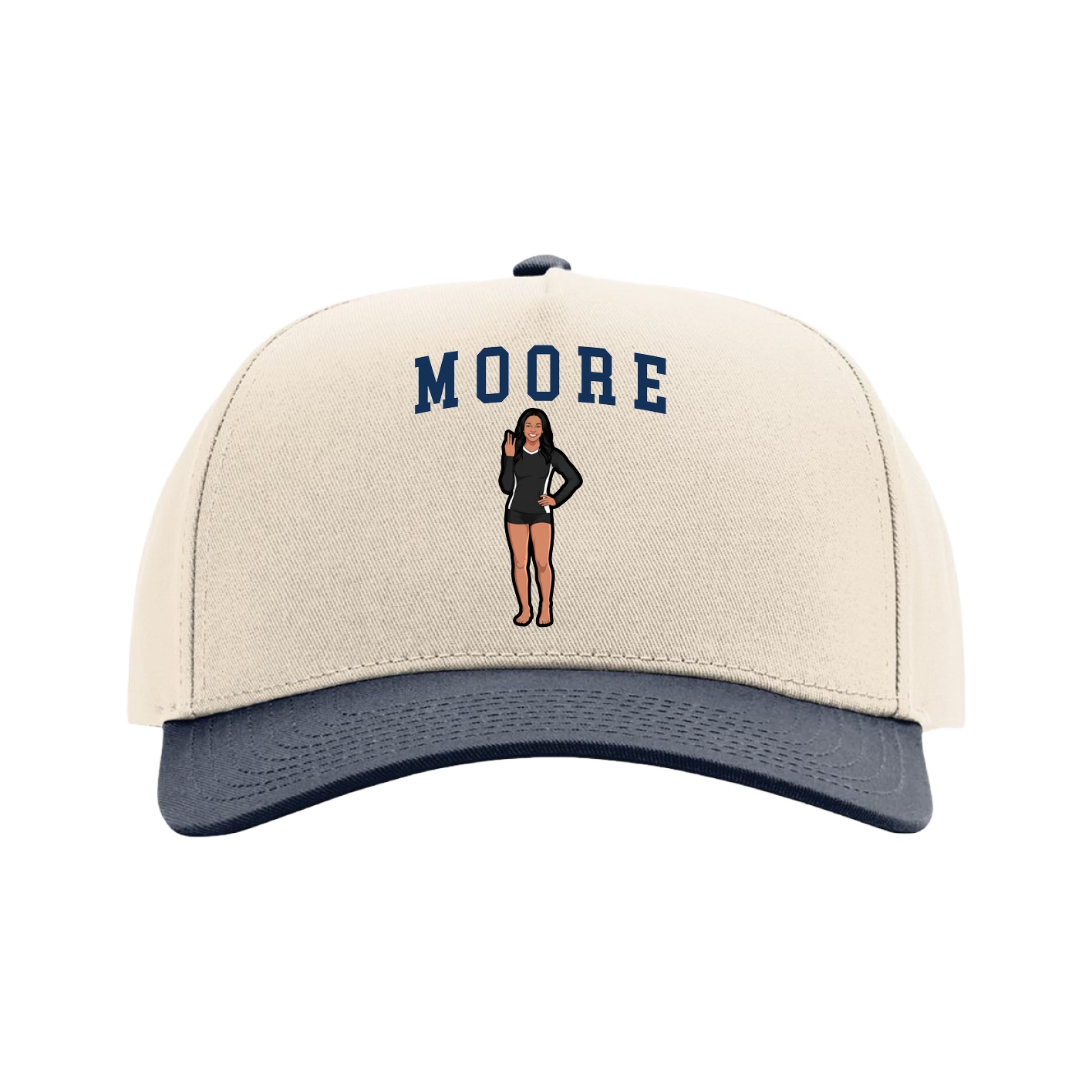 Full Fabric Five-Panel Champ Cap — Shirsey in Cream/Navy