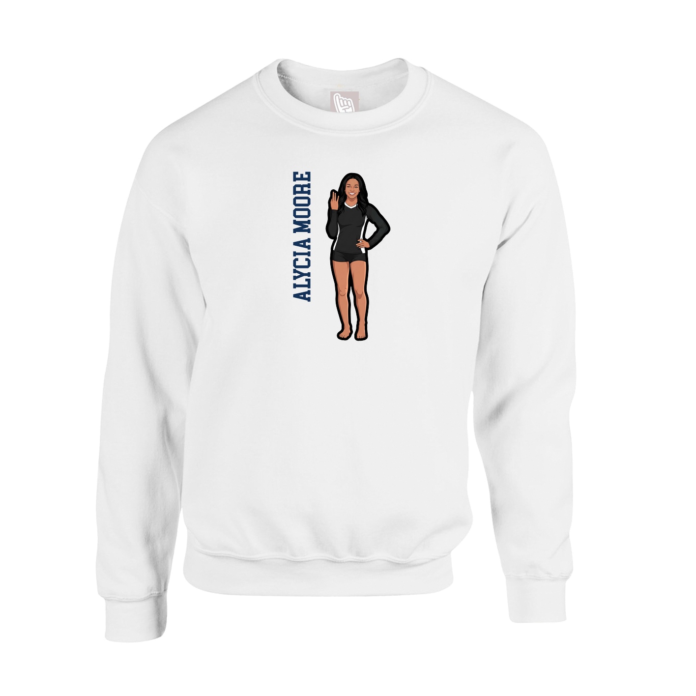 Fleece Crew — Name Vertical in White