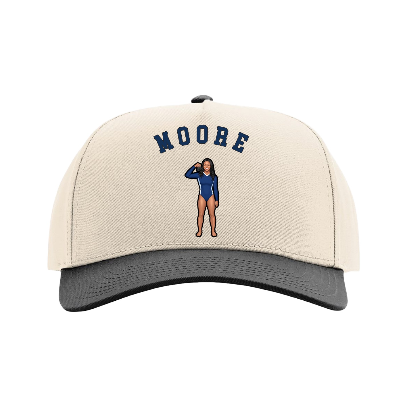 Full Fabric Five-Panel Champ Cap — Shirsey Arch in Cream/Black