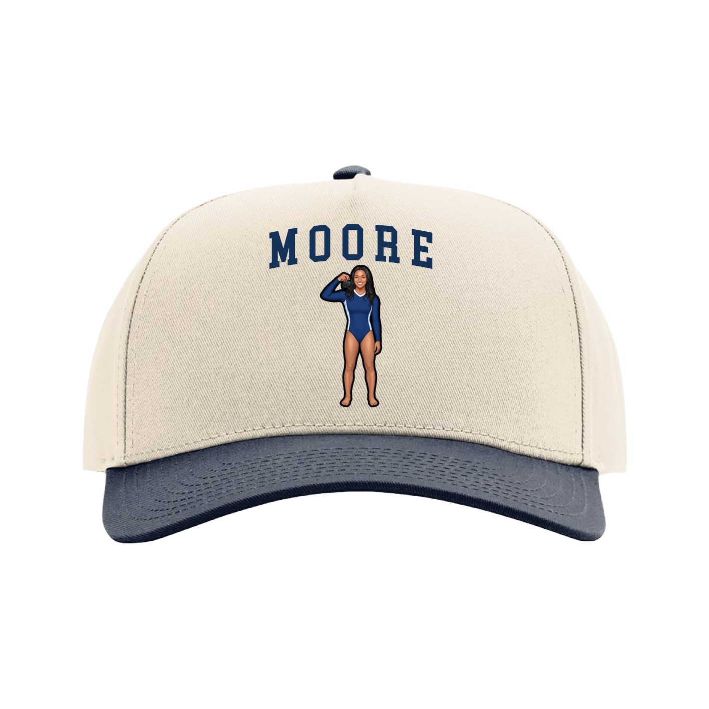 Full Fabric Five-Panel Champ Cap — Shirsey in Cream/Navy
