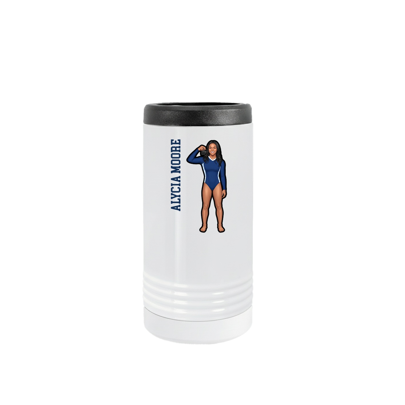 Slim Beverage Holder — Name Vertical in White