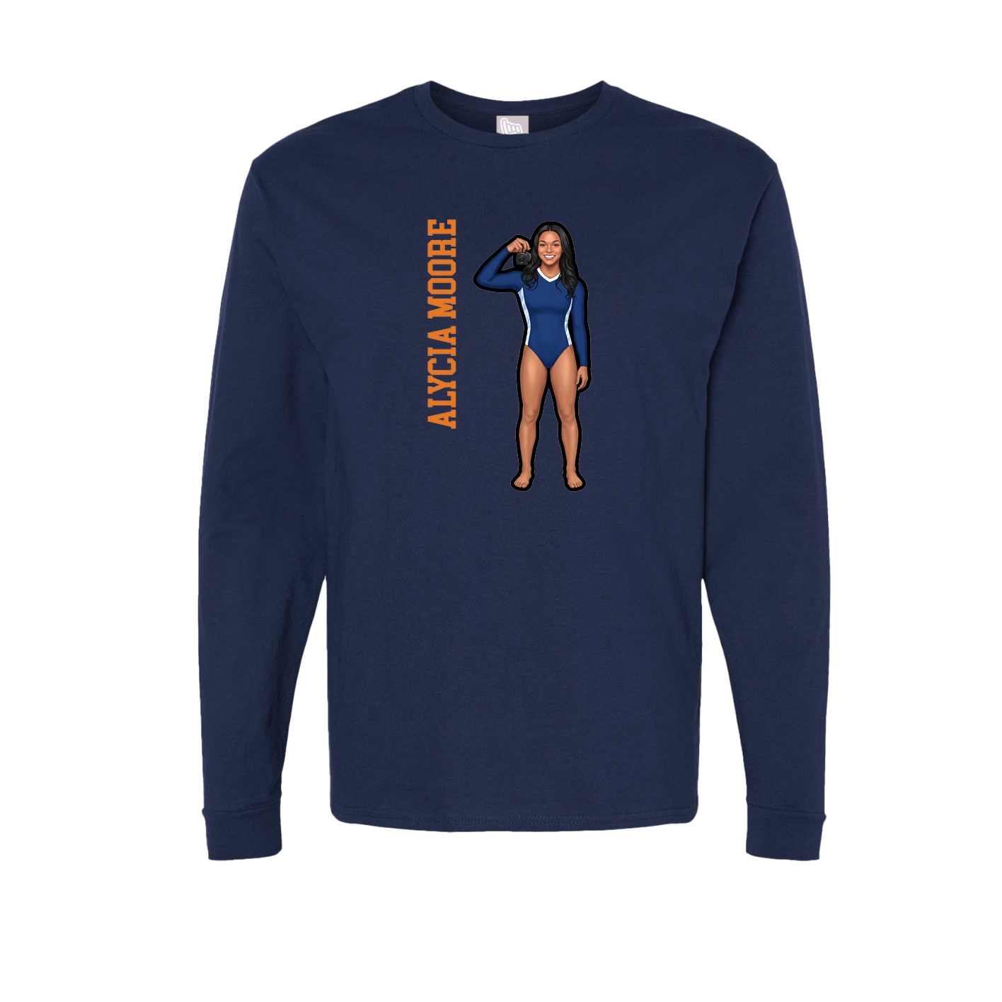 Long Sleeve Tee — Name Vertical in Navy