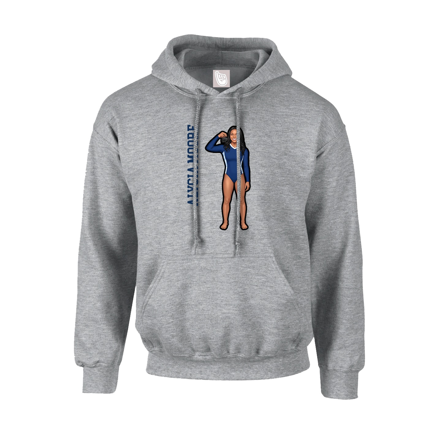 Hoodie — Name Vertical in Grey