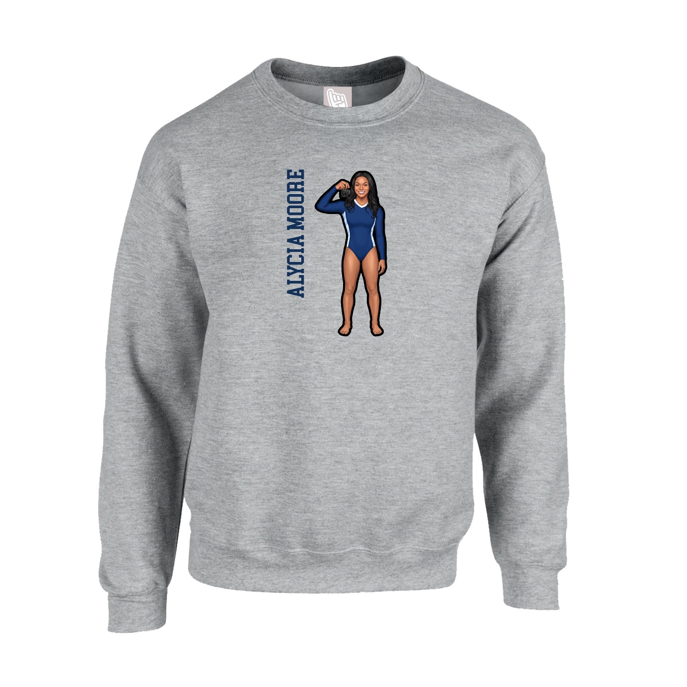 Fleece Crew — Name Vertical in Grey