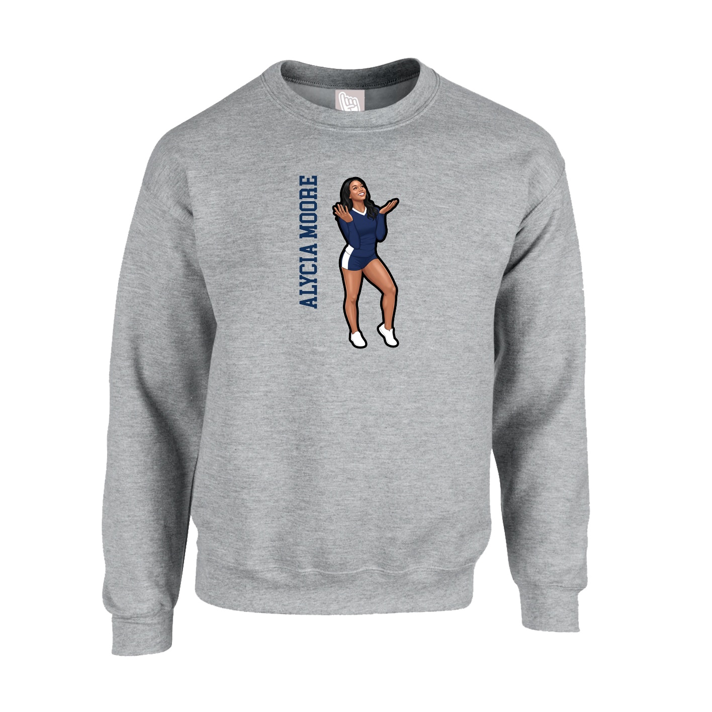Fleece Crew — Name Vertical in Grey