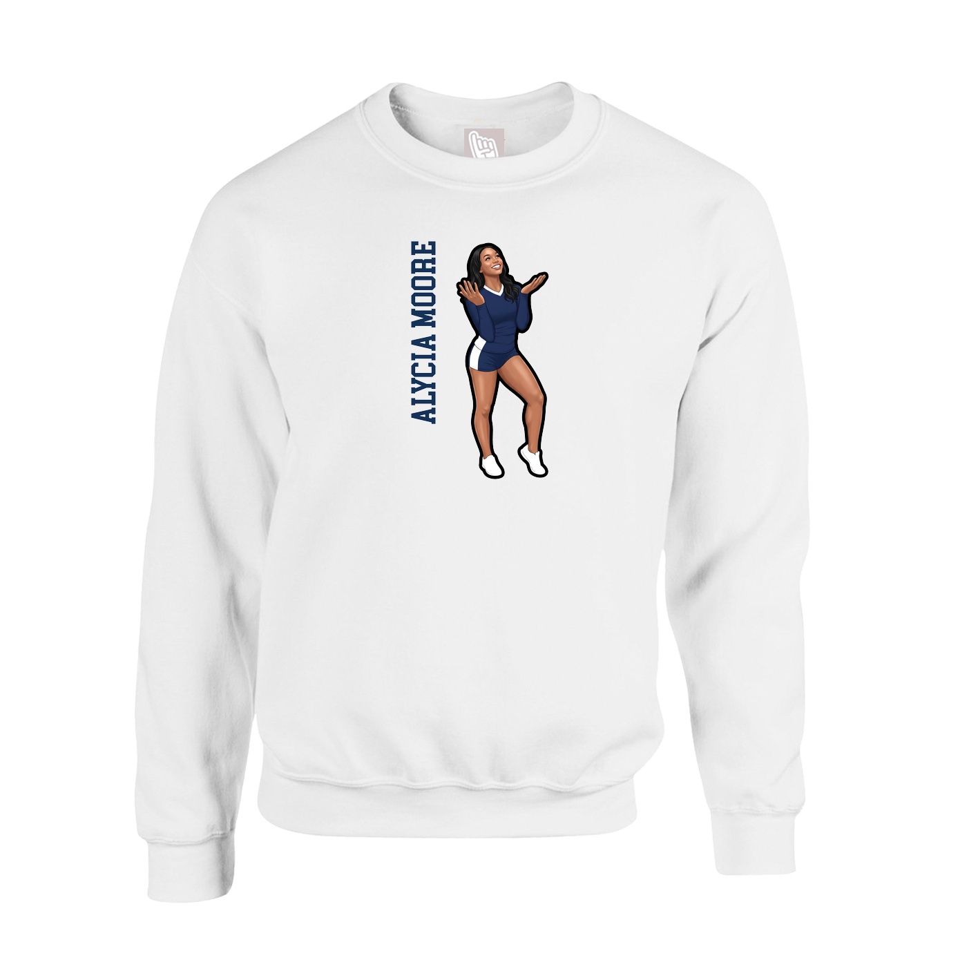 Fleece Crew — Name Vertical in White