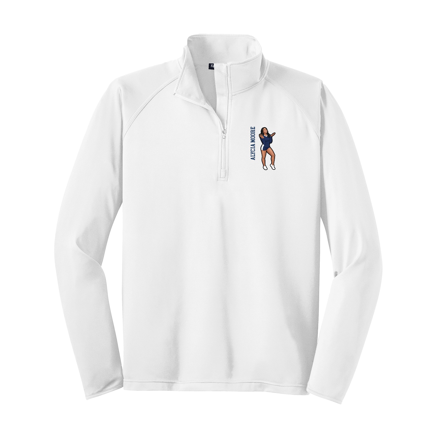 Q-Zip Pullover — Name Vertical in White