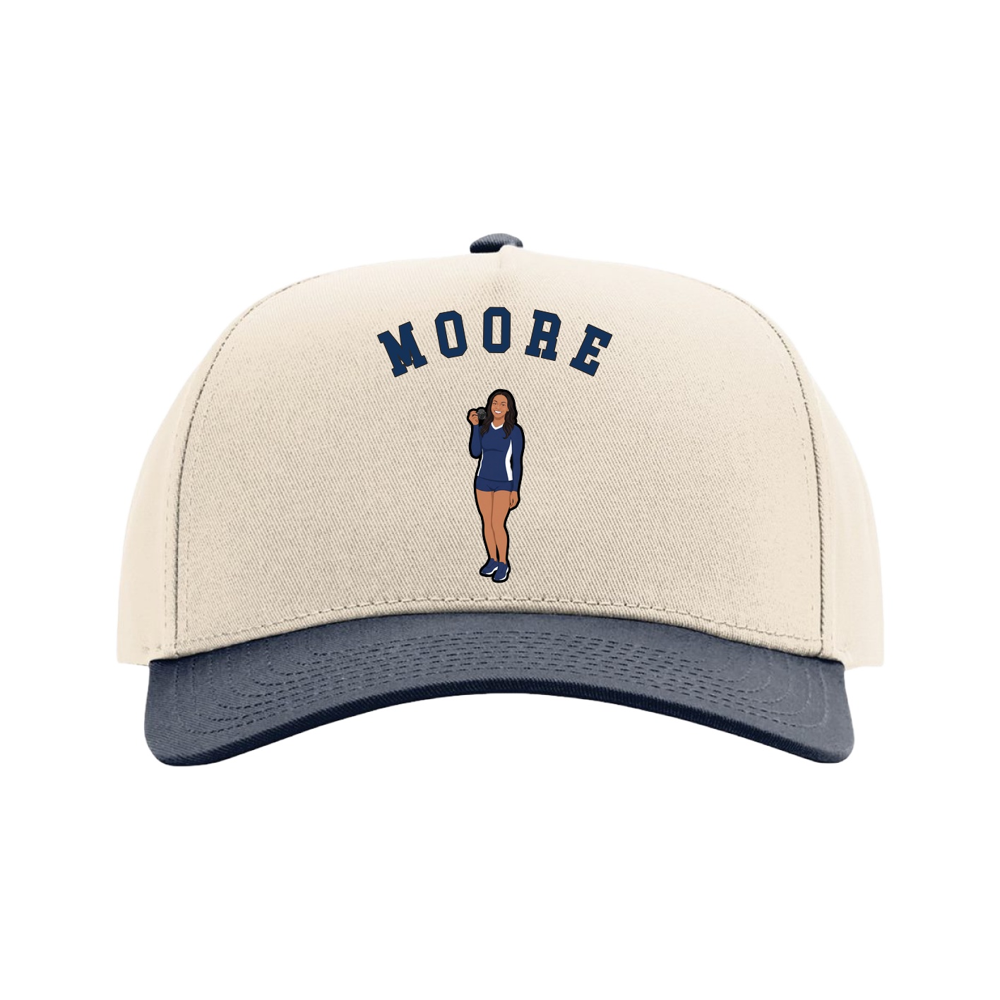 Full Fabric Five-Panel Champ Cap — Shirsey Arch in Cream/Navy