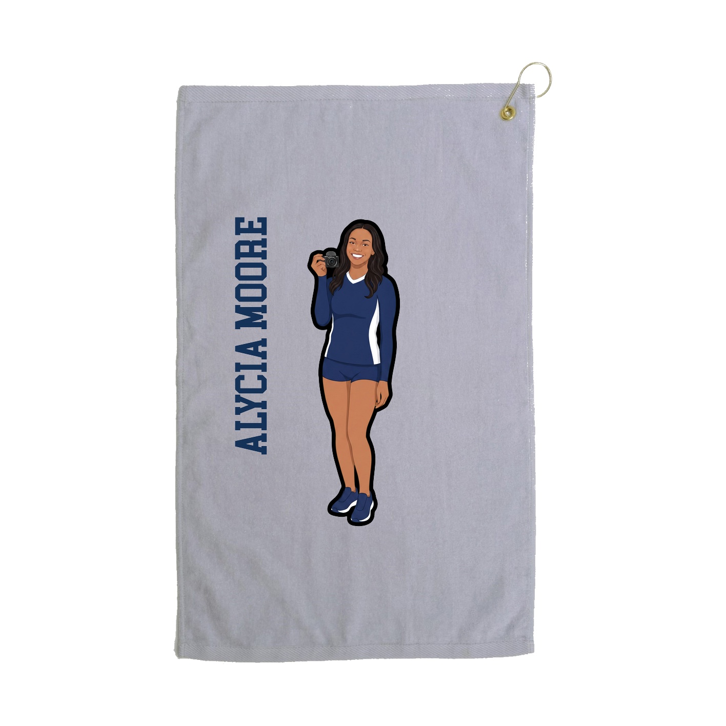 Golf Towel — Name Vertical in Grey