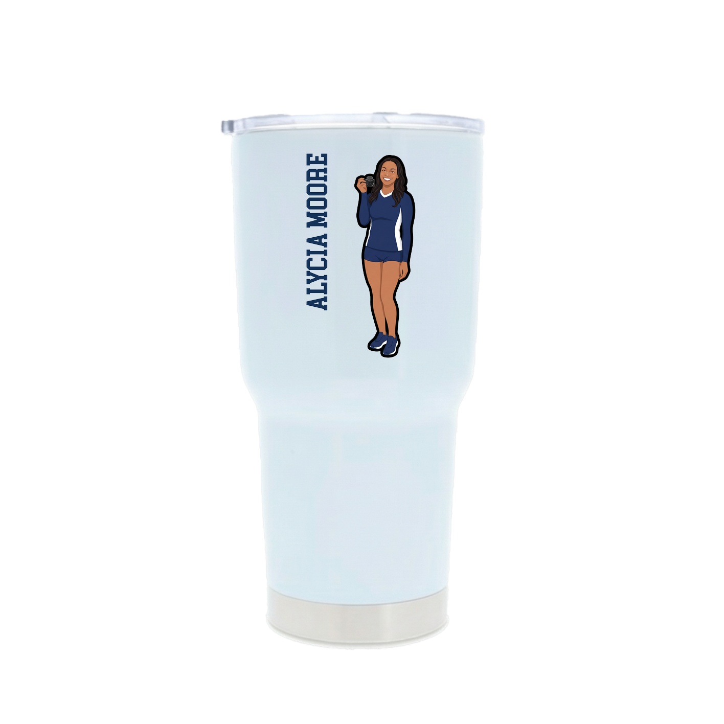 30oz Stainless Steel Tumbler — Name Vertical in White