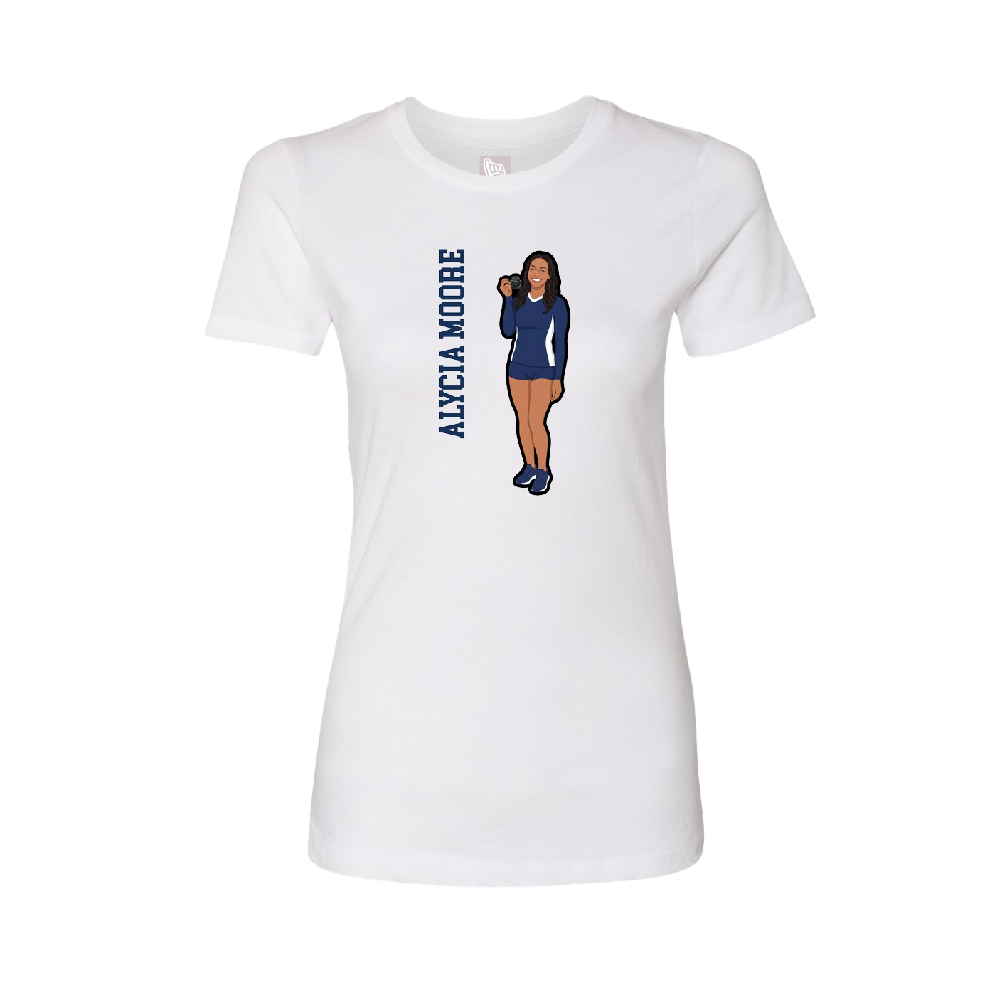 Womens Tee — Name Vertical in White
