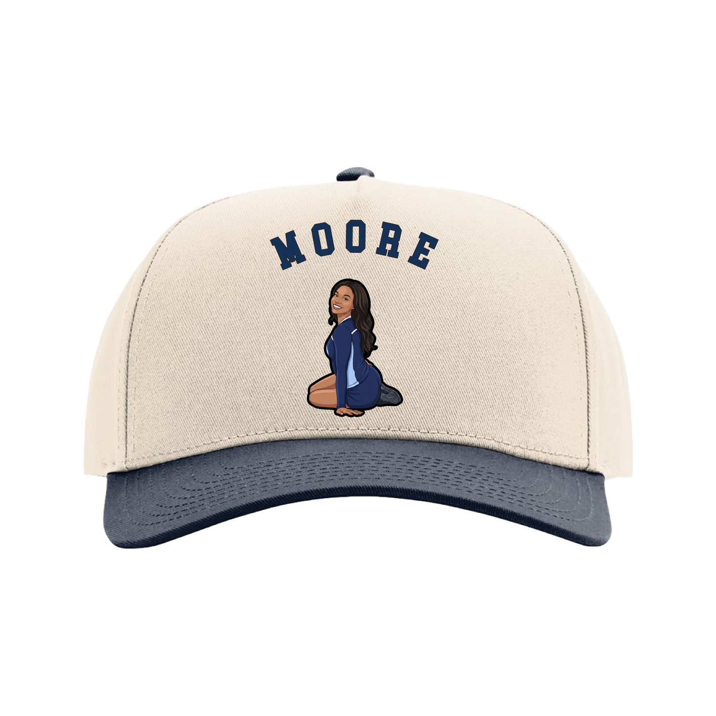 Full Fabric Five-Panel Champ Cap — Shirsey Arch in Cream/Navy