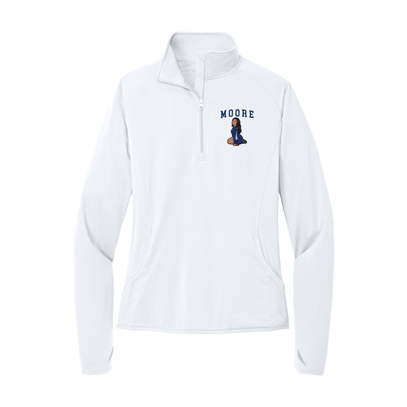 Women's Q-Zip Pullover — Shirsey in White