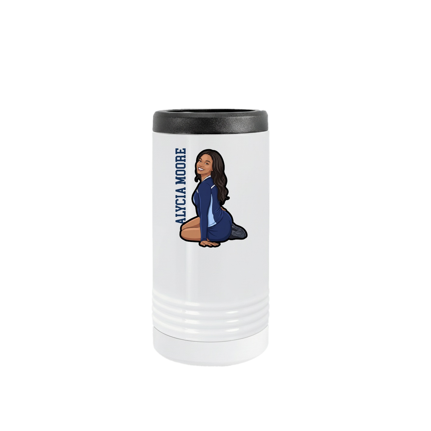 Slim Beverage Holder — Name Vertical in White