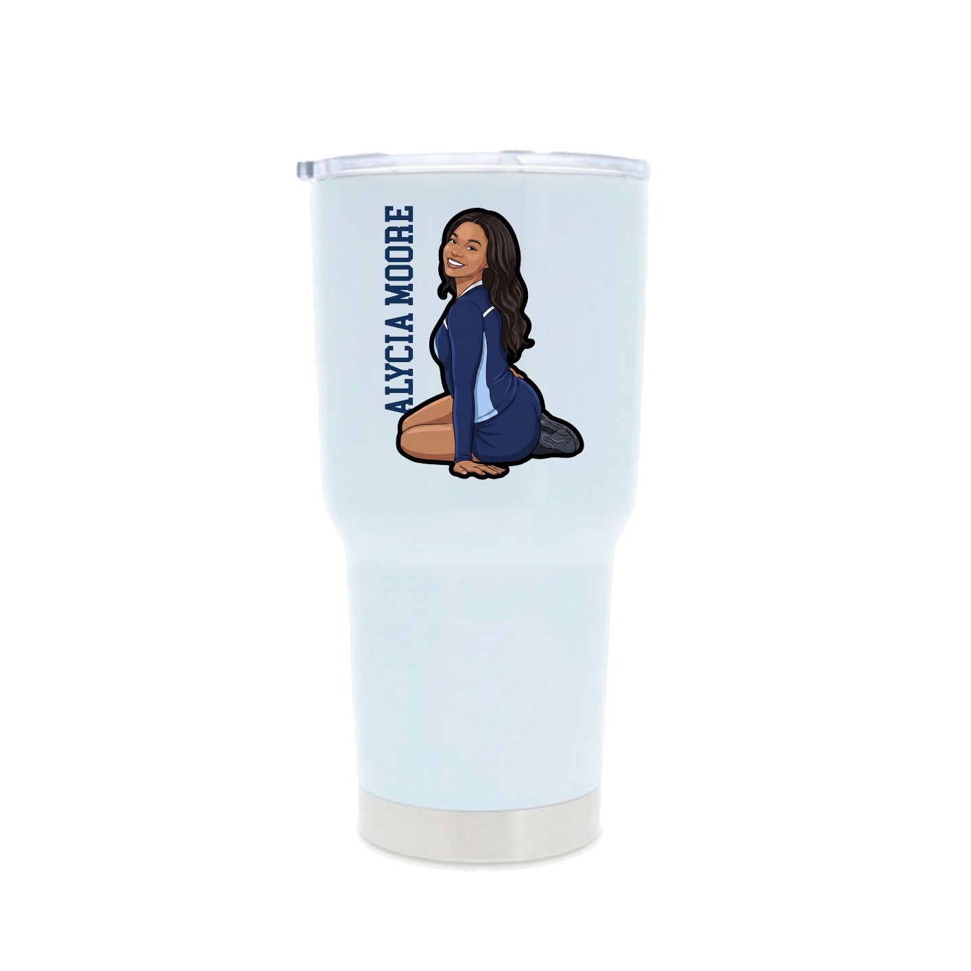 30oz Stainless Steel Tumbler — Name Vertical in White