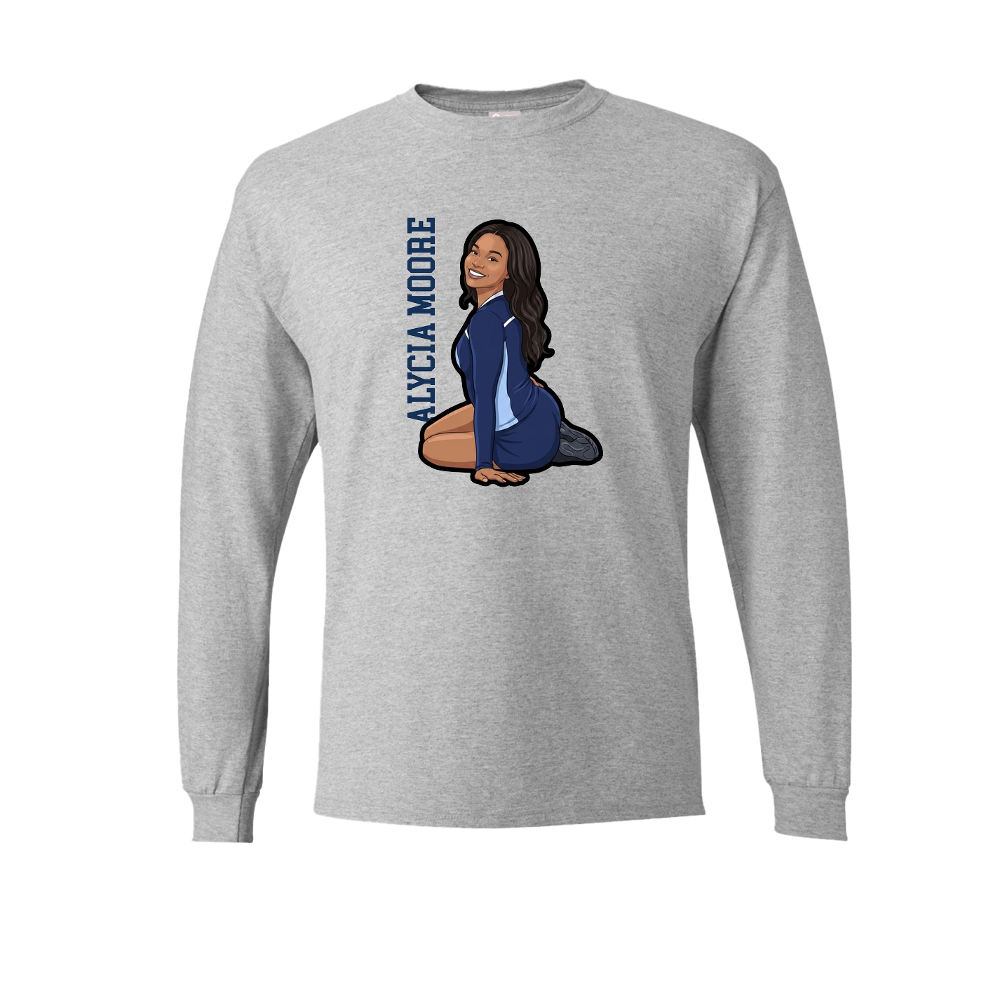 Long Sleeve Tee — Name Vertical in Grey
