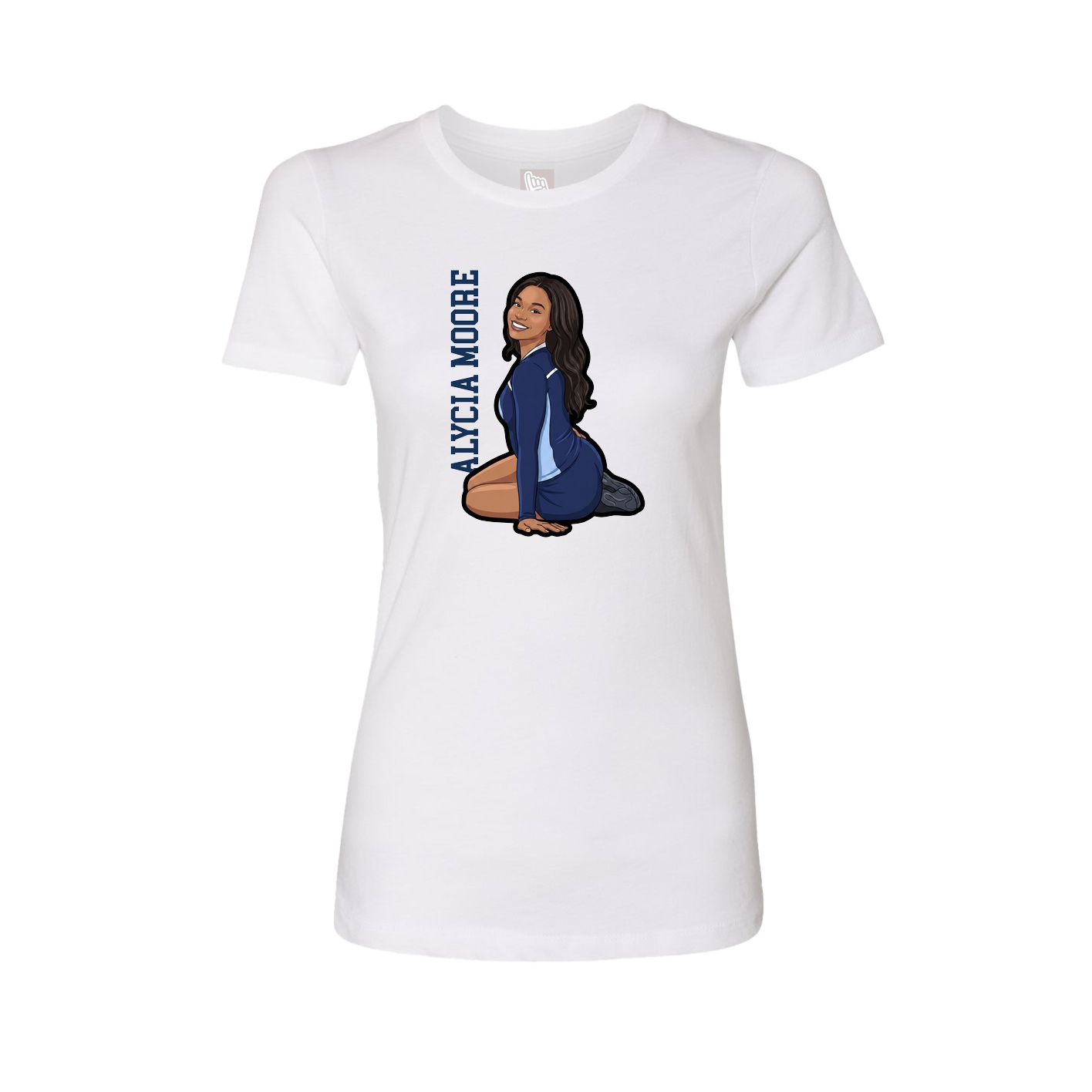 Womens Tee — Name Vertical in White