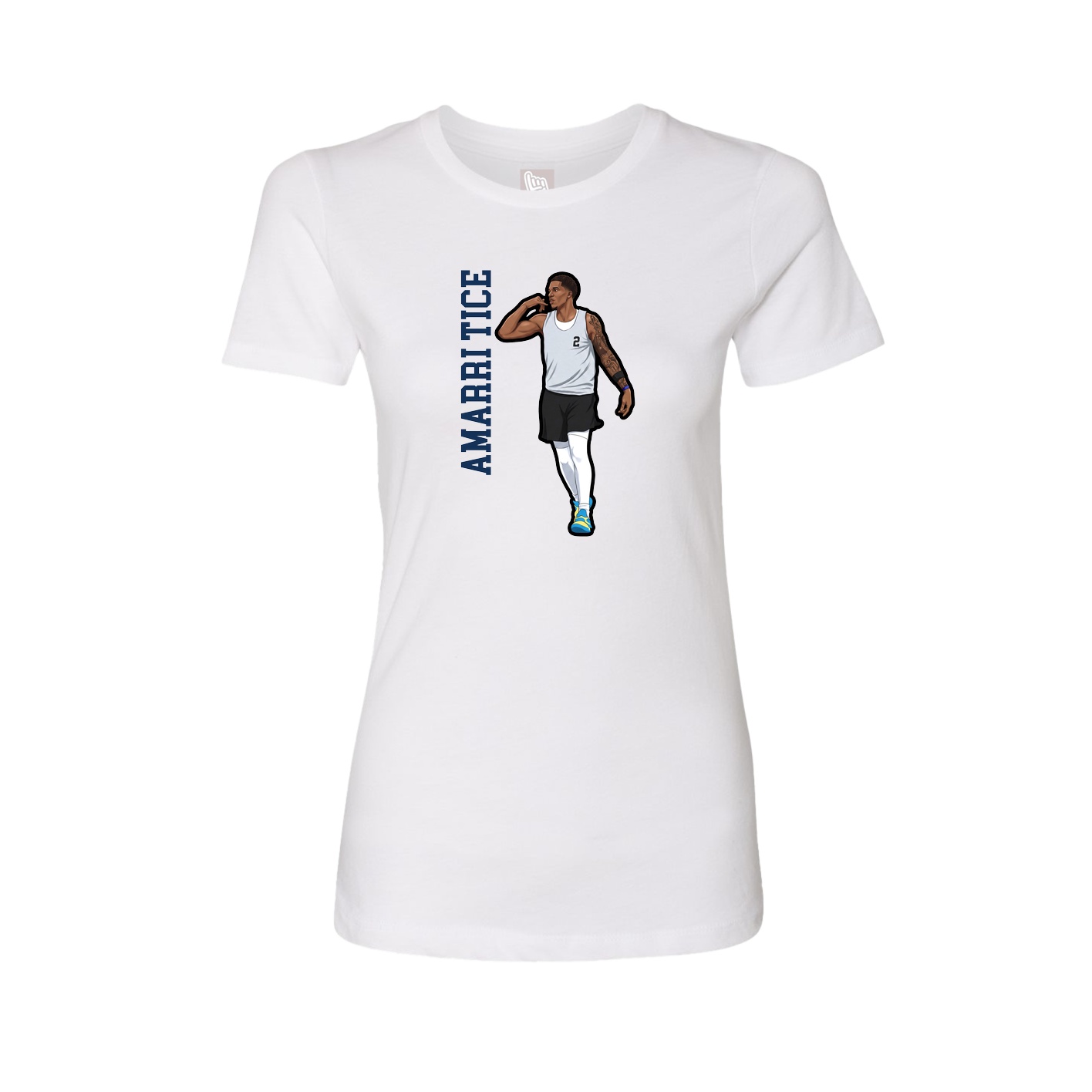 Womens Tee — Name Vertical in White