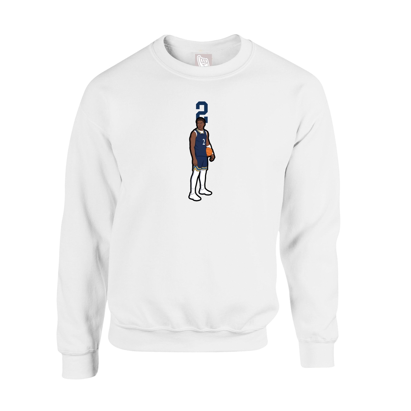 Fleece Crew — Number Top in White