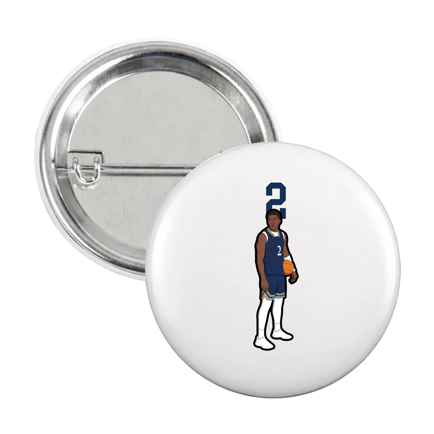 Game Day Button — Number Top in White