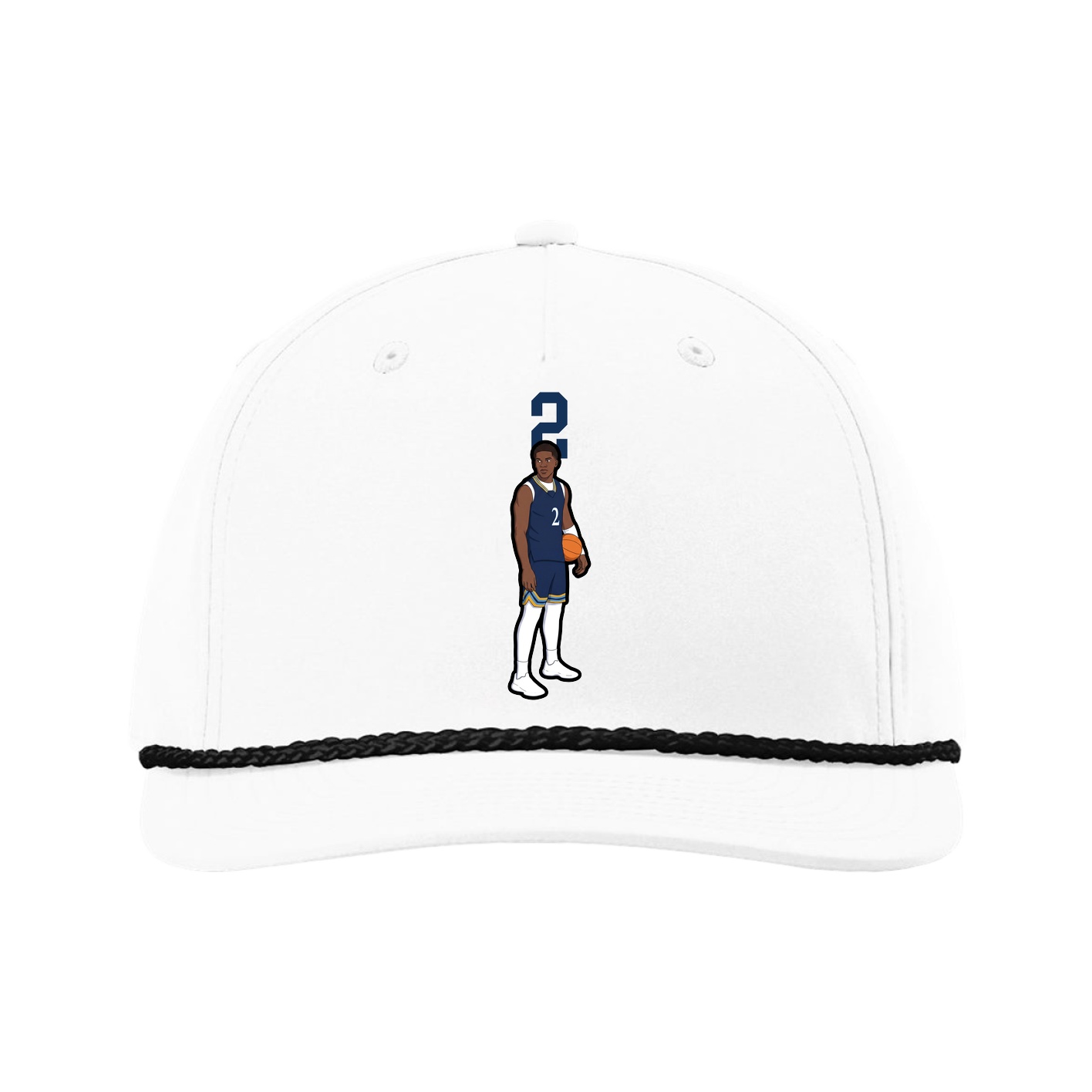 Five-Panel Classic Rope Cap — Number Top in White