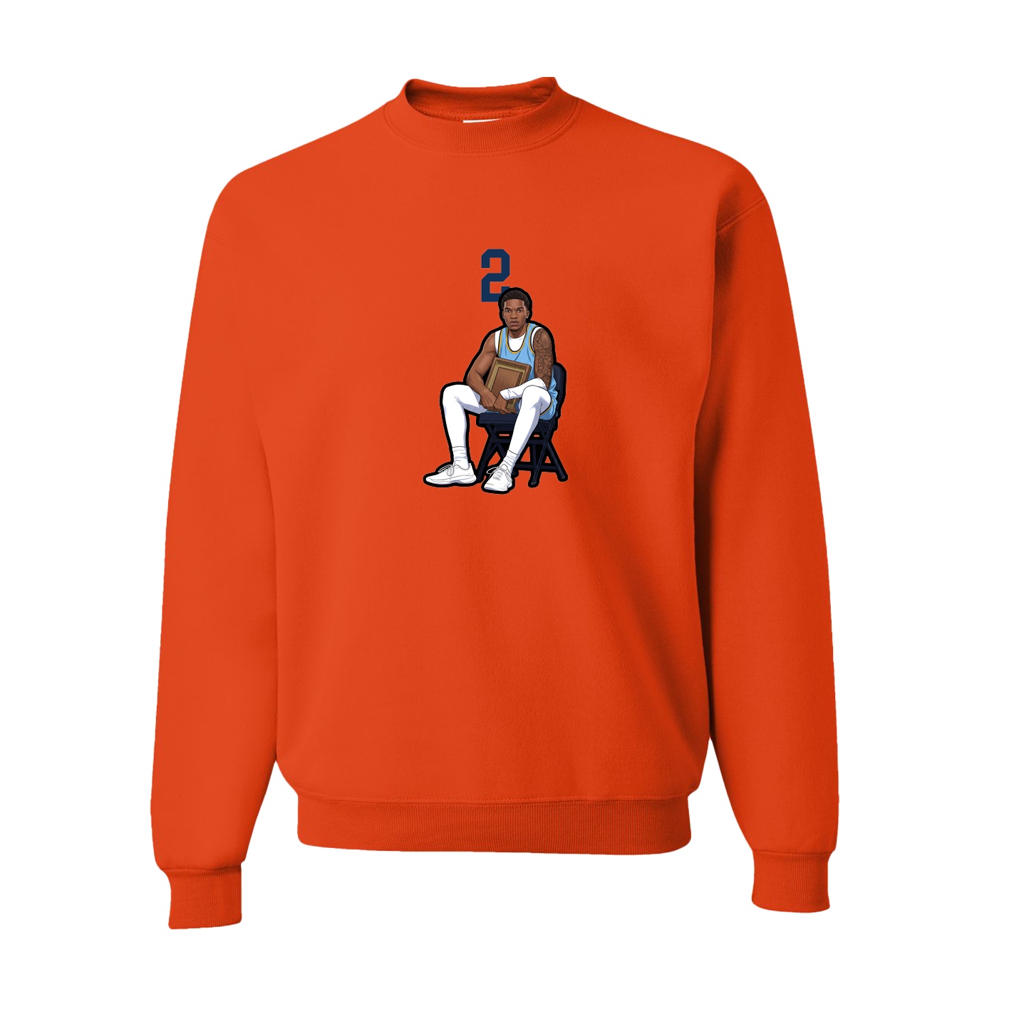 Fleece Crew — Number Top in Orange