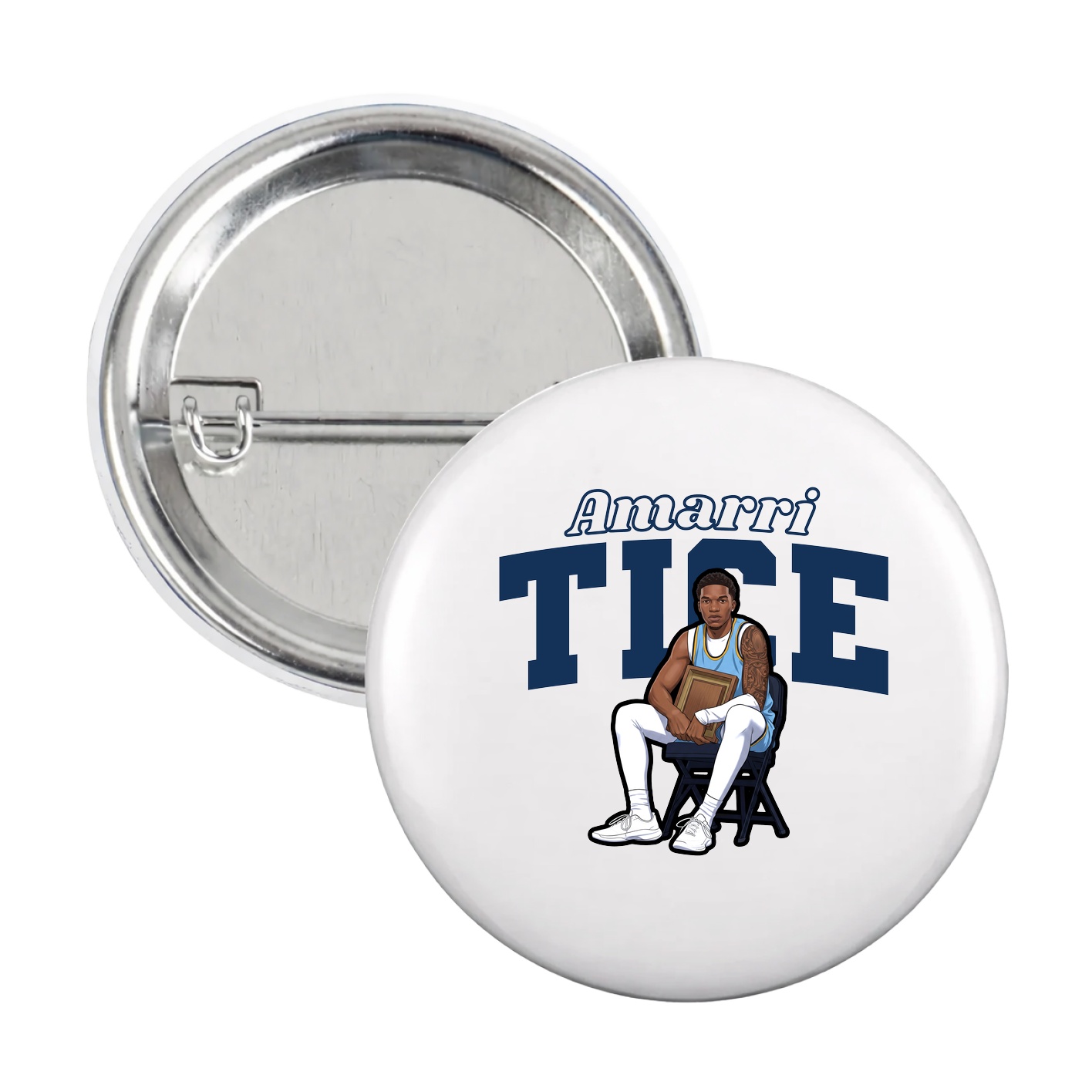 Game Day Button — Name Arch in White