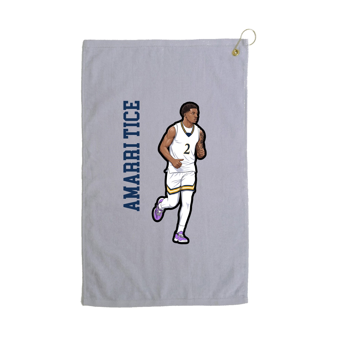 Golf Towel — Name Vertical in Grey