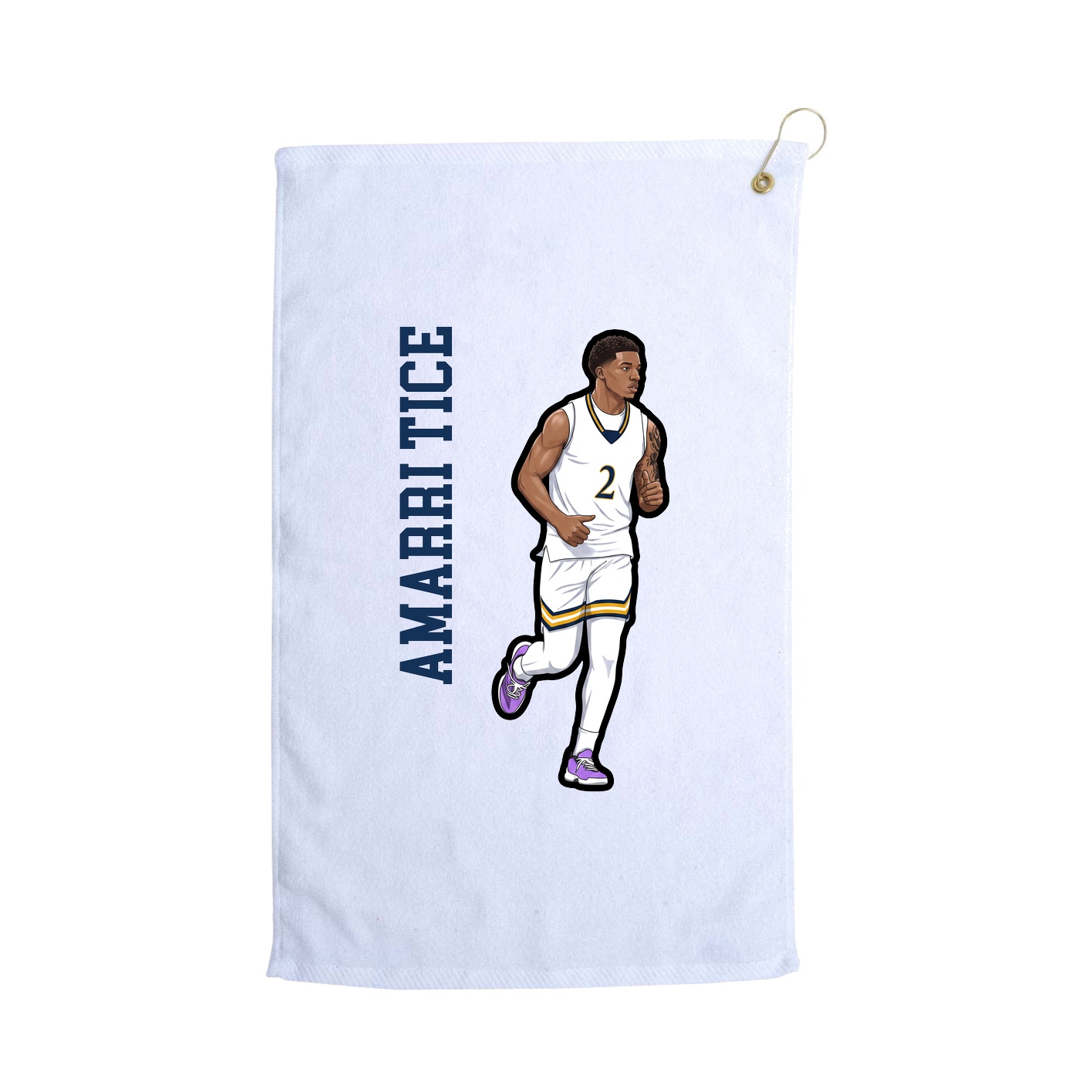 Golf Towel — Name Vertical in White