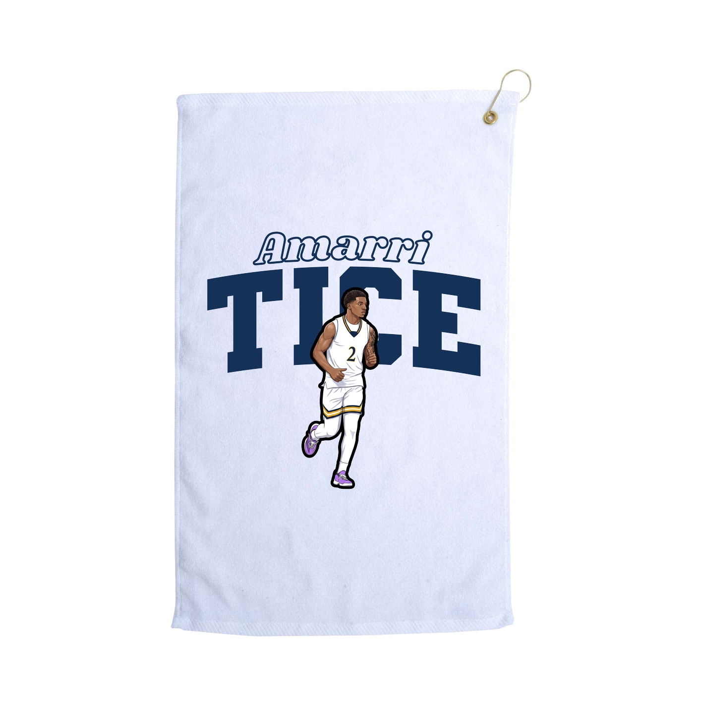 Golf Towel — Name Arch in White