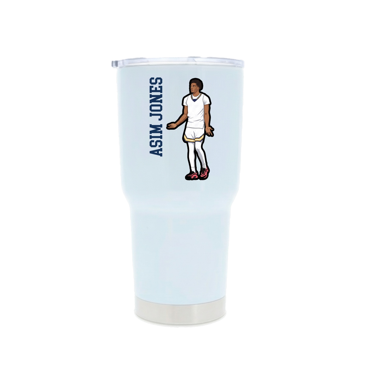 30oz Stainless Steel Tumbler — Name Vertical in White
