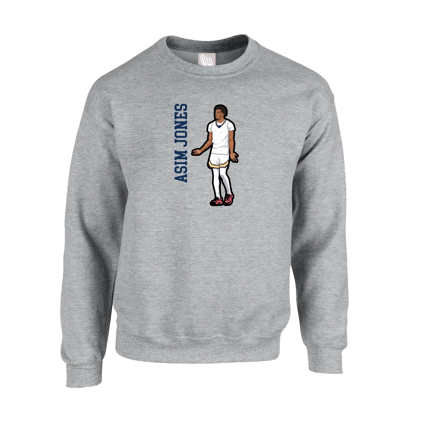 Fleece Crew — Name Vertical in Grey