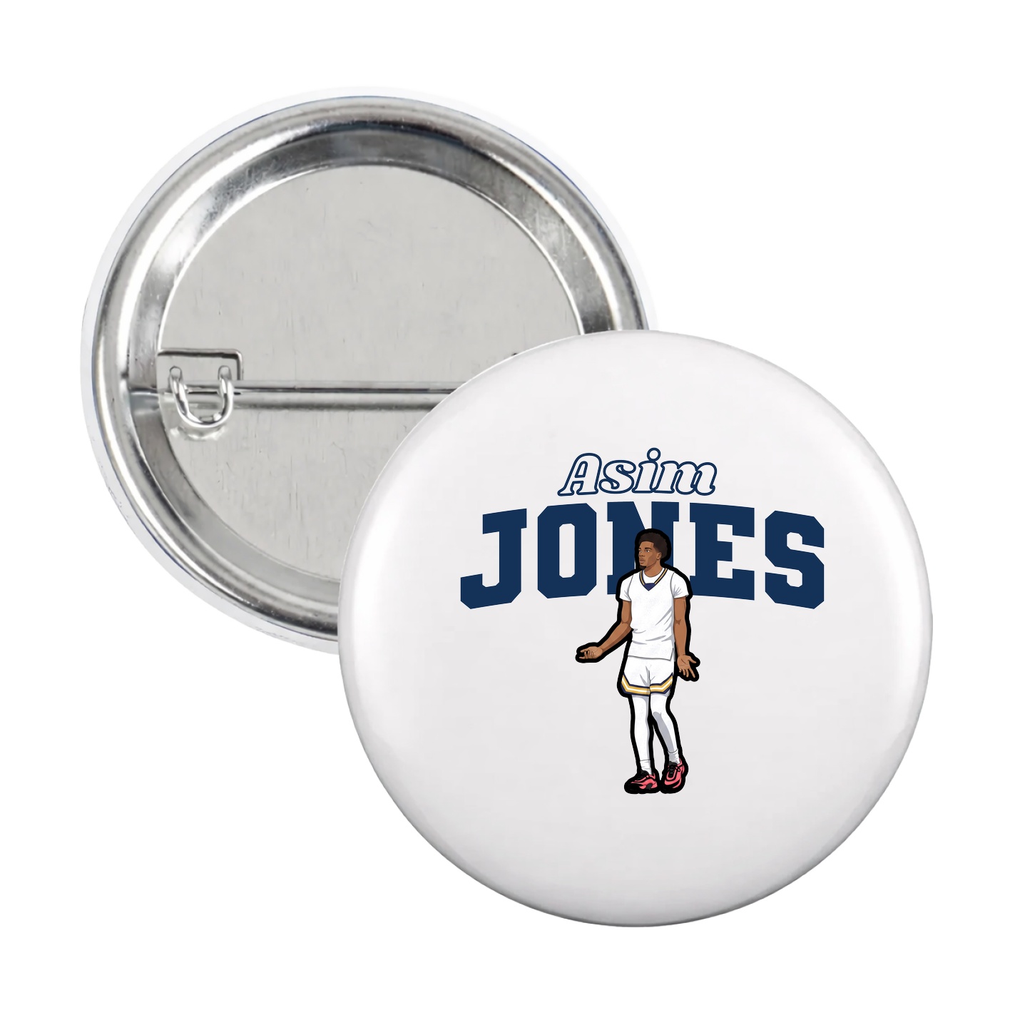 Game Day Button — Name Arch in White