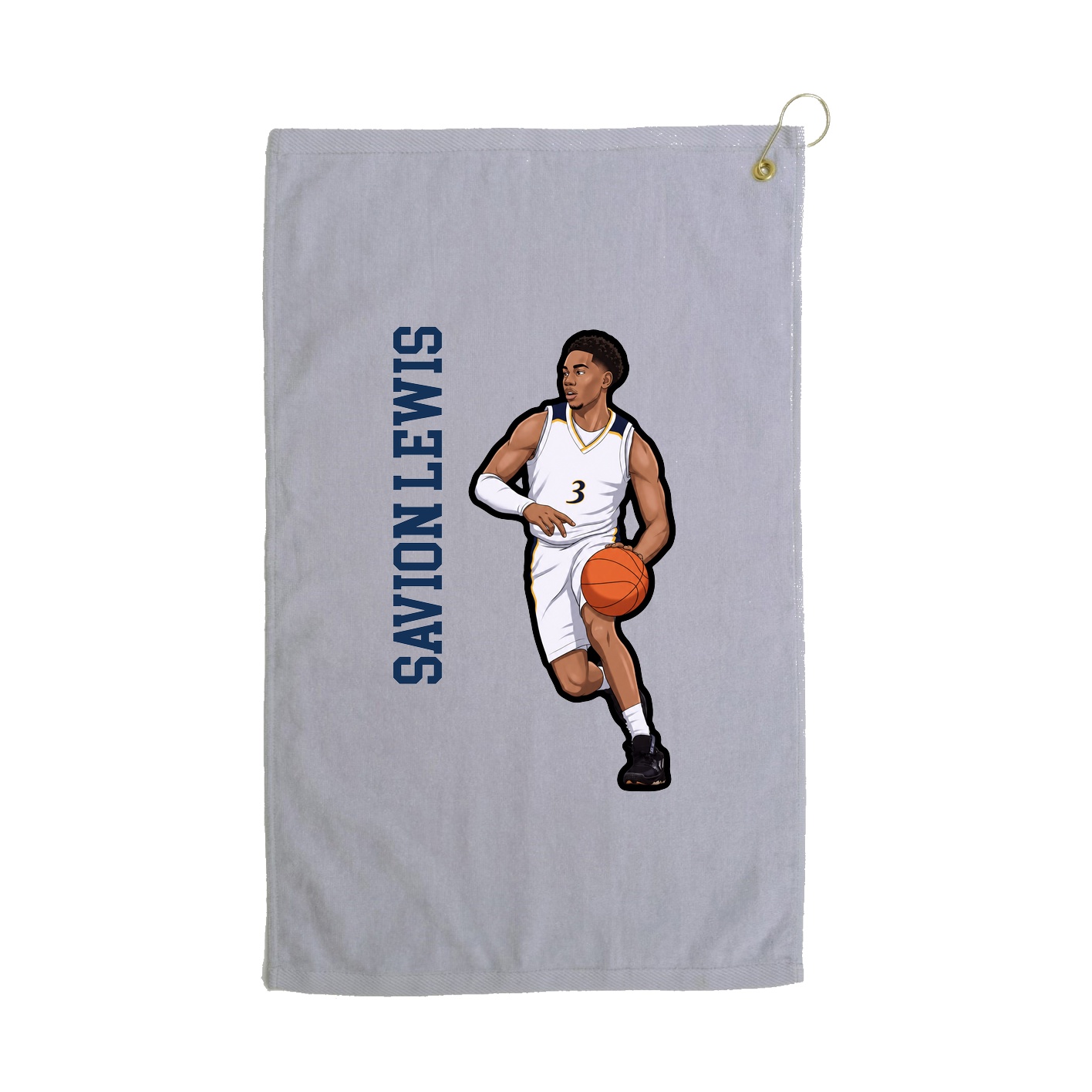 Golf Towel — Name Vertical in Grey