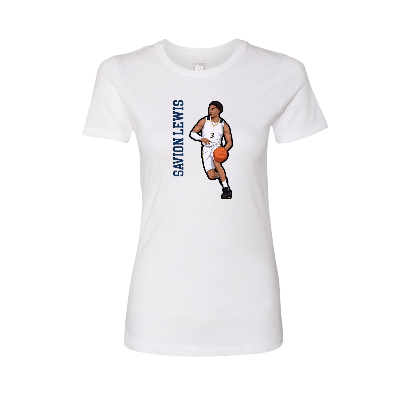 Fitted Women's Tee — Name Vertical in White
