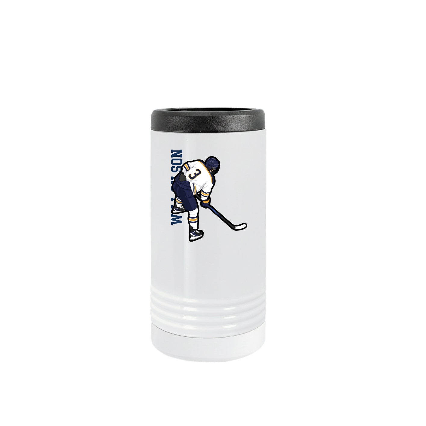 Slim Beverage Holder — Name Vertical in White