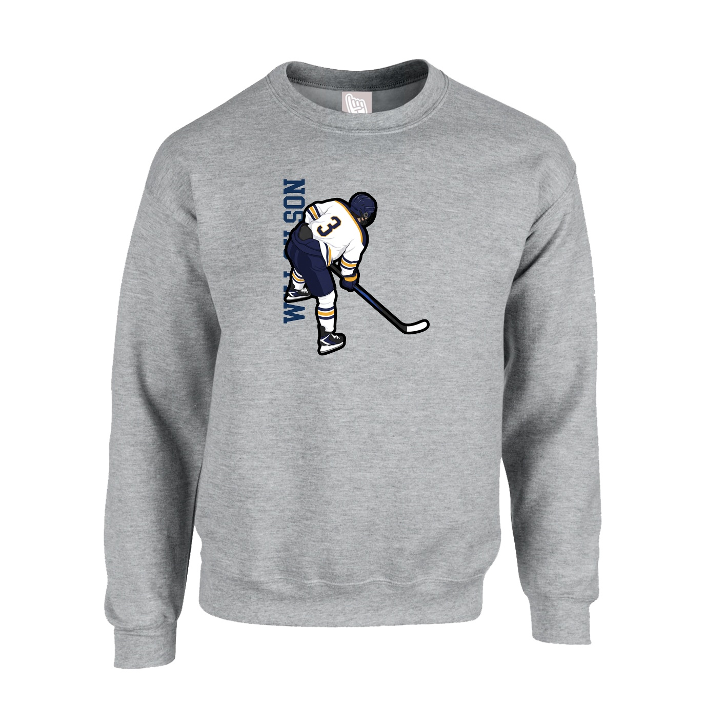 Fleece Crew — Name Vertical in Grey