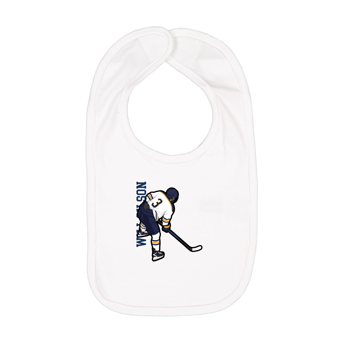 Infant Bib — Name Vertical in White