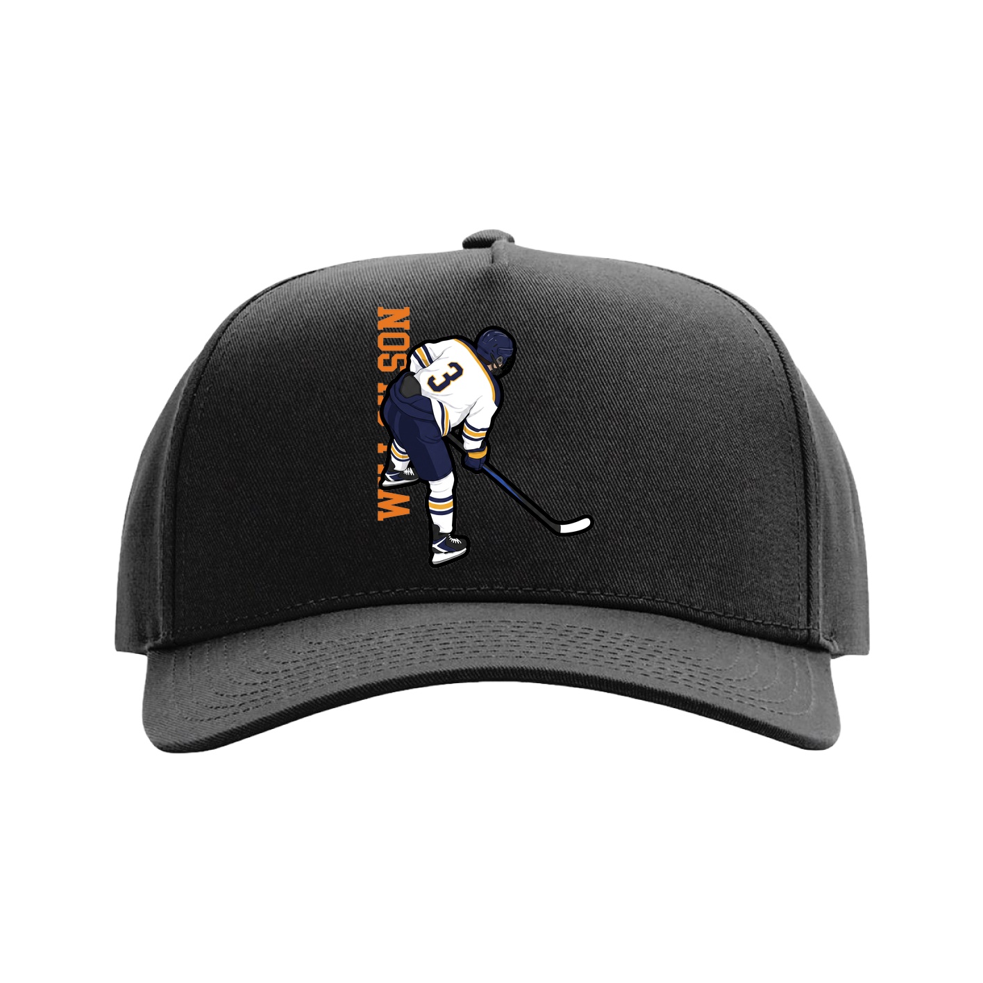 Full Fabric Five-Panel Champ Cap — Name Vertical in Black
