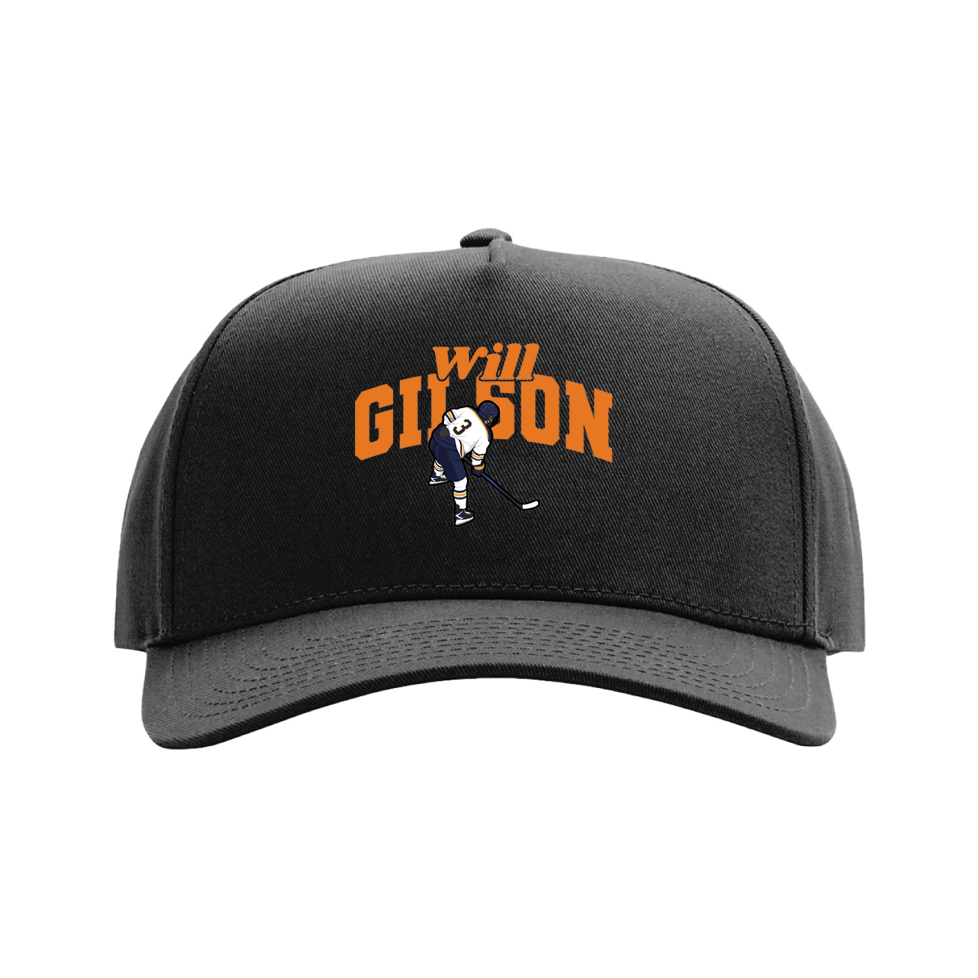 Full Fabric Five-Panel Champ Cap — Signature Arch in Black