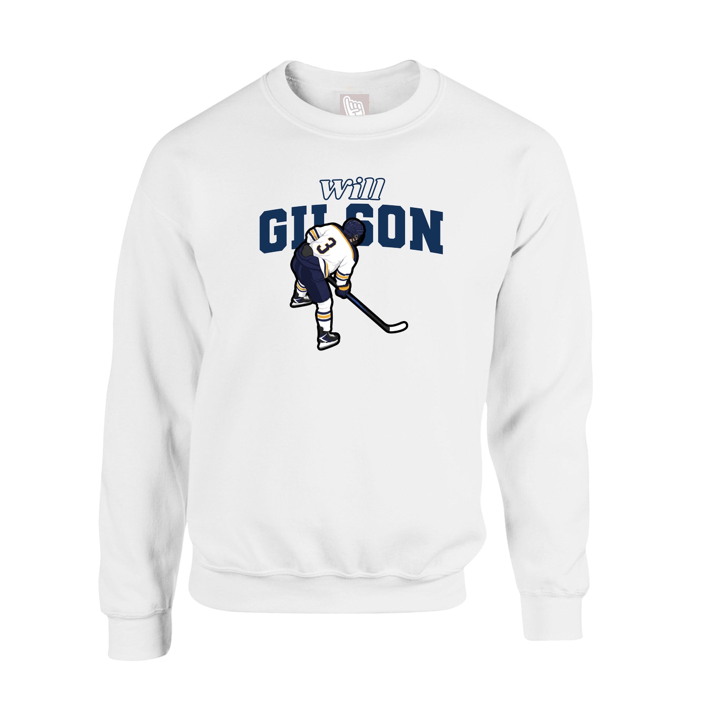 Fleece Crew — Name Arch in White