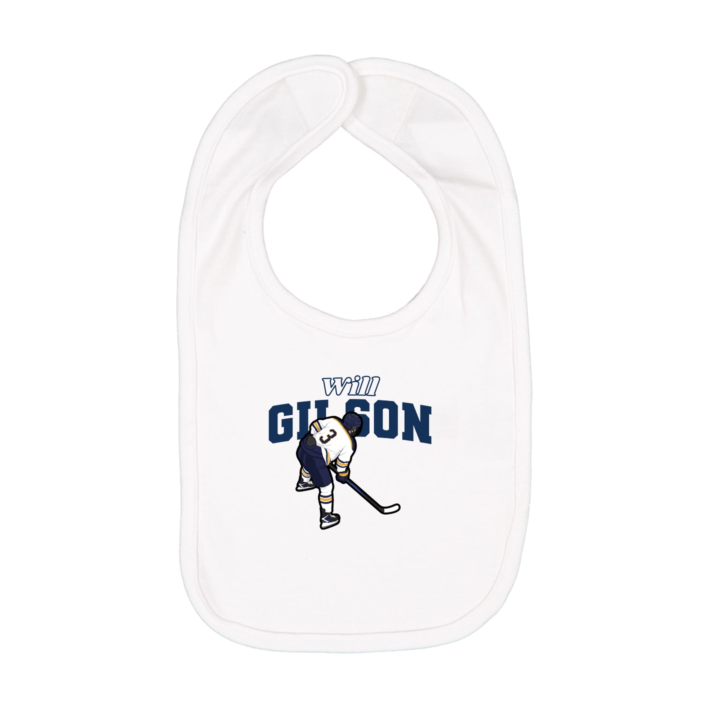 Infant Bib — Name Arch in White